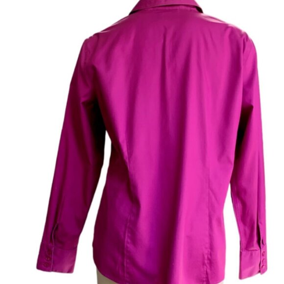 Chico's No-Iron Cotton Oxford Button Front Shirt Fuchsia Sz 2 (L/12) #68D - Picture 5 of 7
